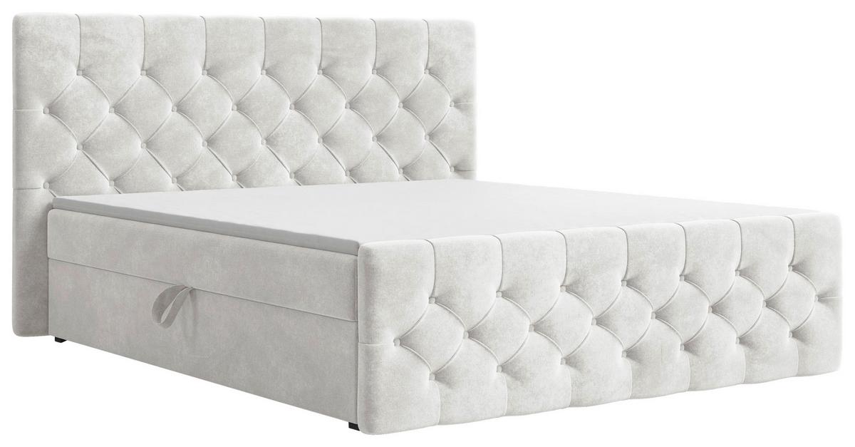 BOXBETT Karo Perlmutt 160x200cm - Perlmutt/Schwarz, MODERN, Holz (160/200cm) - MID.YOU