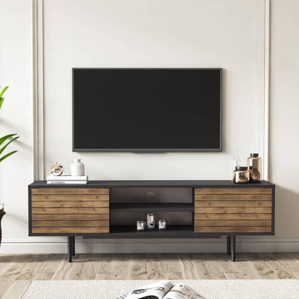 Nízká komoda, černá/barva ořechů - černá/barvy vlašských ořechů, Design, kompozitní dřevo (160/50,5/35cm) - Livetastic