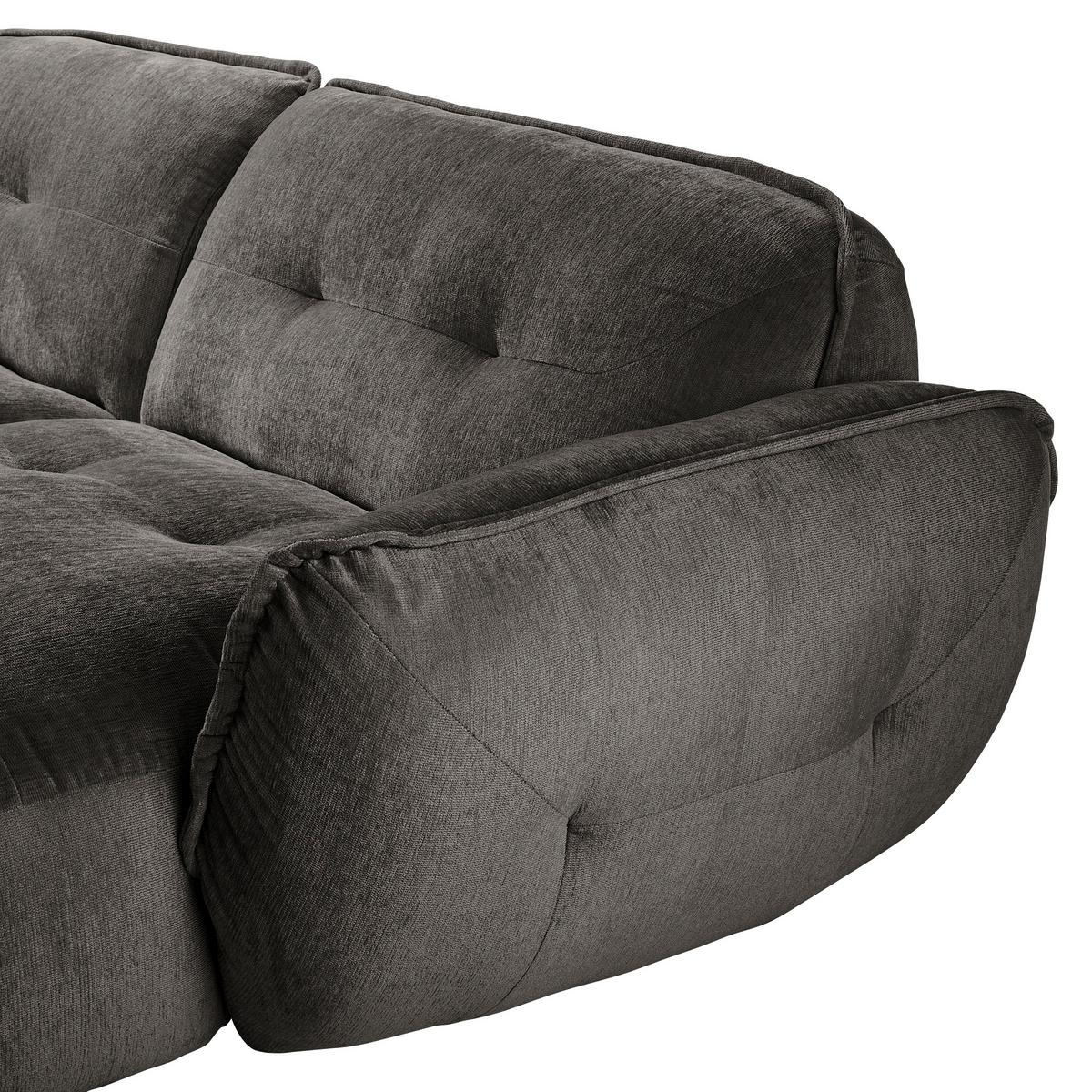 Ecksofa Fluffy Anthrazit S: 269x184 Cm - Anthrazit/Schwarz, MODERN, Textil (269/184cm) - Trendmanufaktur
