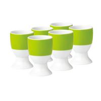 Eierbecherset Grün Weiß 6-Teilig D: 4,5 Cm - Weiß/Grün, Basics, Keramik (4,5/6,5cm) - Van Well