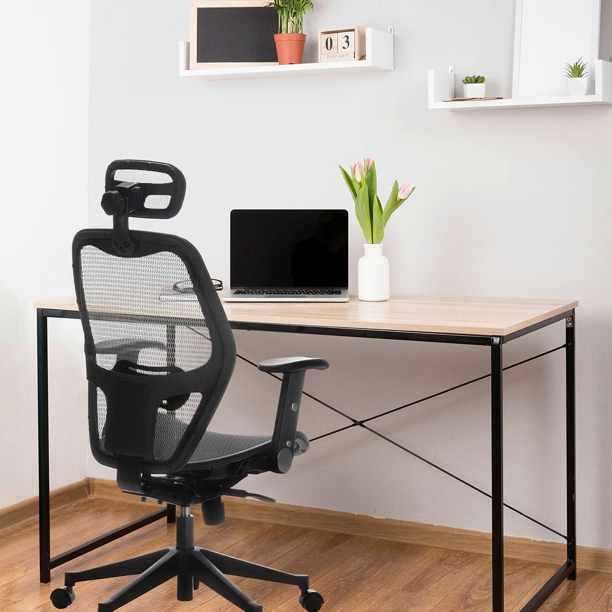 Bürostuhl Air-Port Mit Armstützen Grau/Schwarz - Schwarz/Grau, Basics, Kunststoff/Textil (59/117/48cm) - MID.YOU