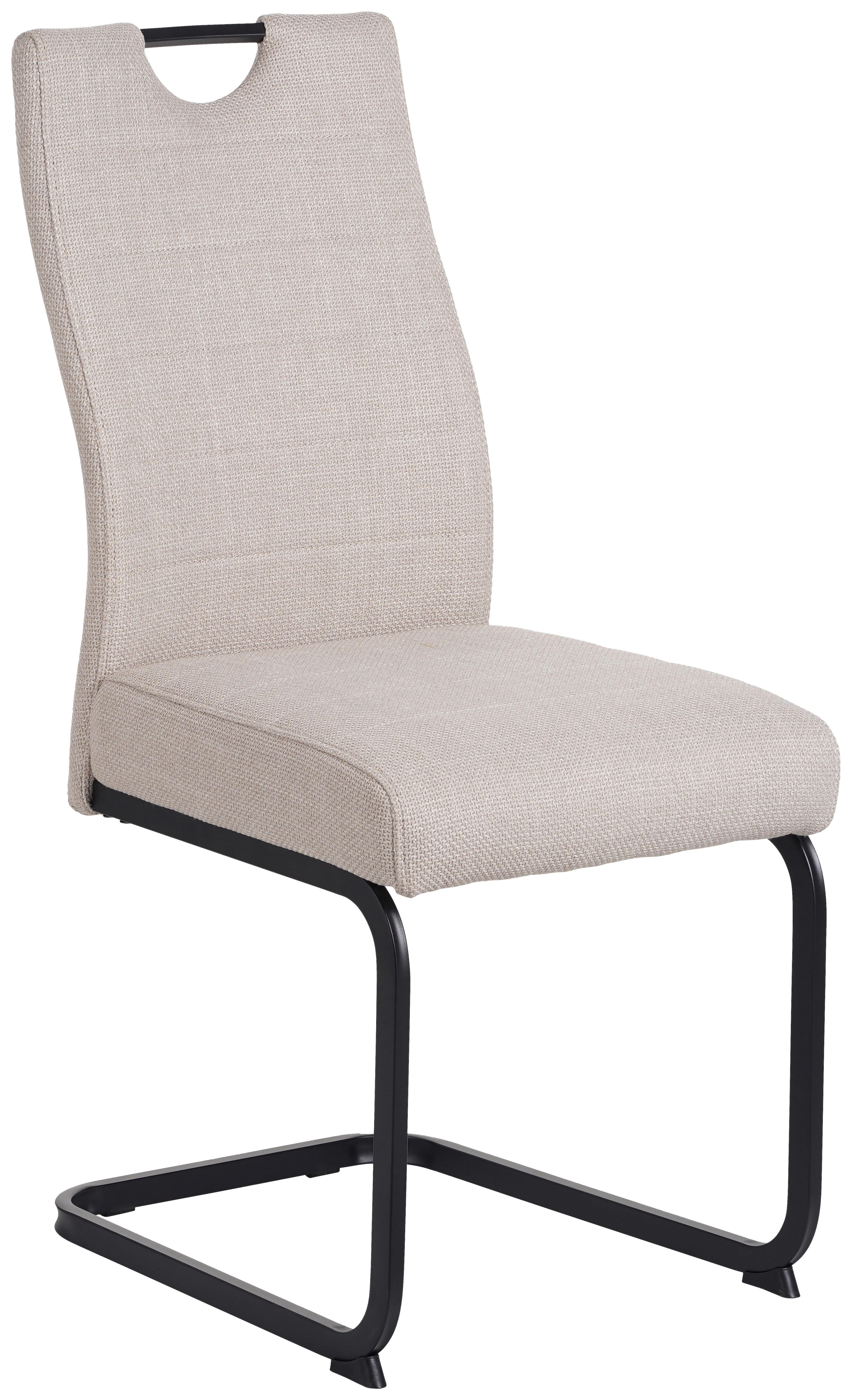 Schwingstuhl Finni Webstoff Beige Federkern - Beige, KONVENTIONELL, Textil/Metall (44/98/60cm)