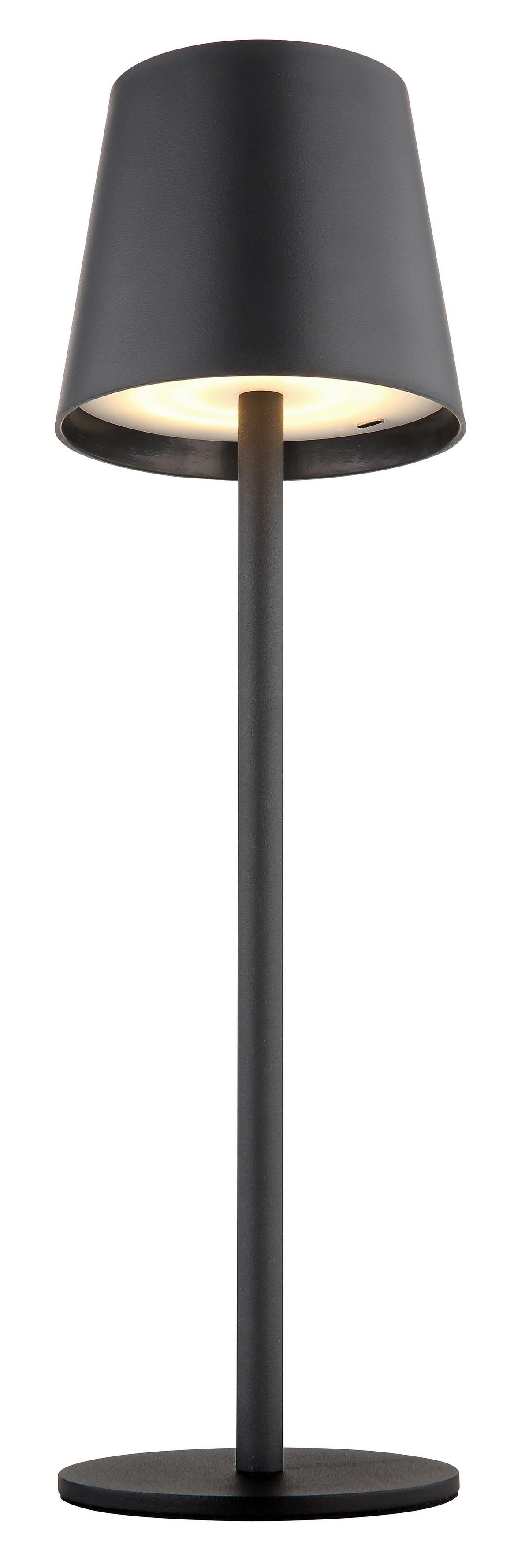 Akku-Tischleuchte 58438g 2 Höhen Montierbar - Opal/Schwarz, Kunststoff/Metall (10,6/36cm) - Globo