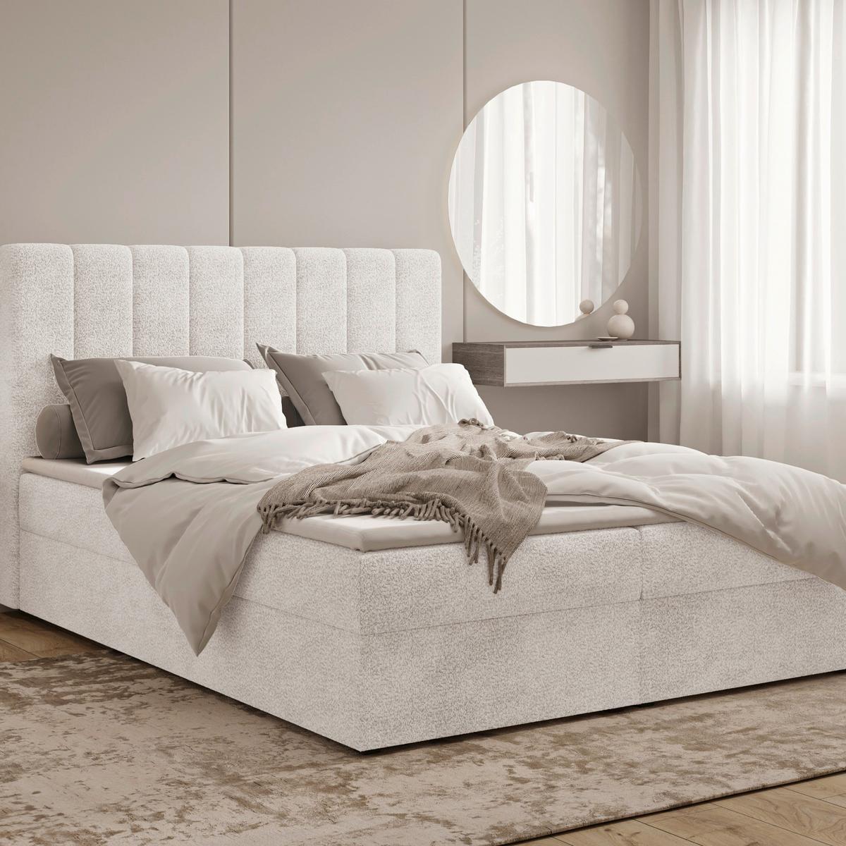 Boxbett Paris Lf: 160x200 Weiß/elfenbein - Elfenbein/Schwarz, MODERN, Holz/Kunststoff (160/200cm) - MID.YOU