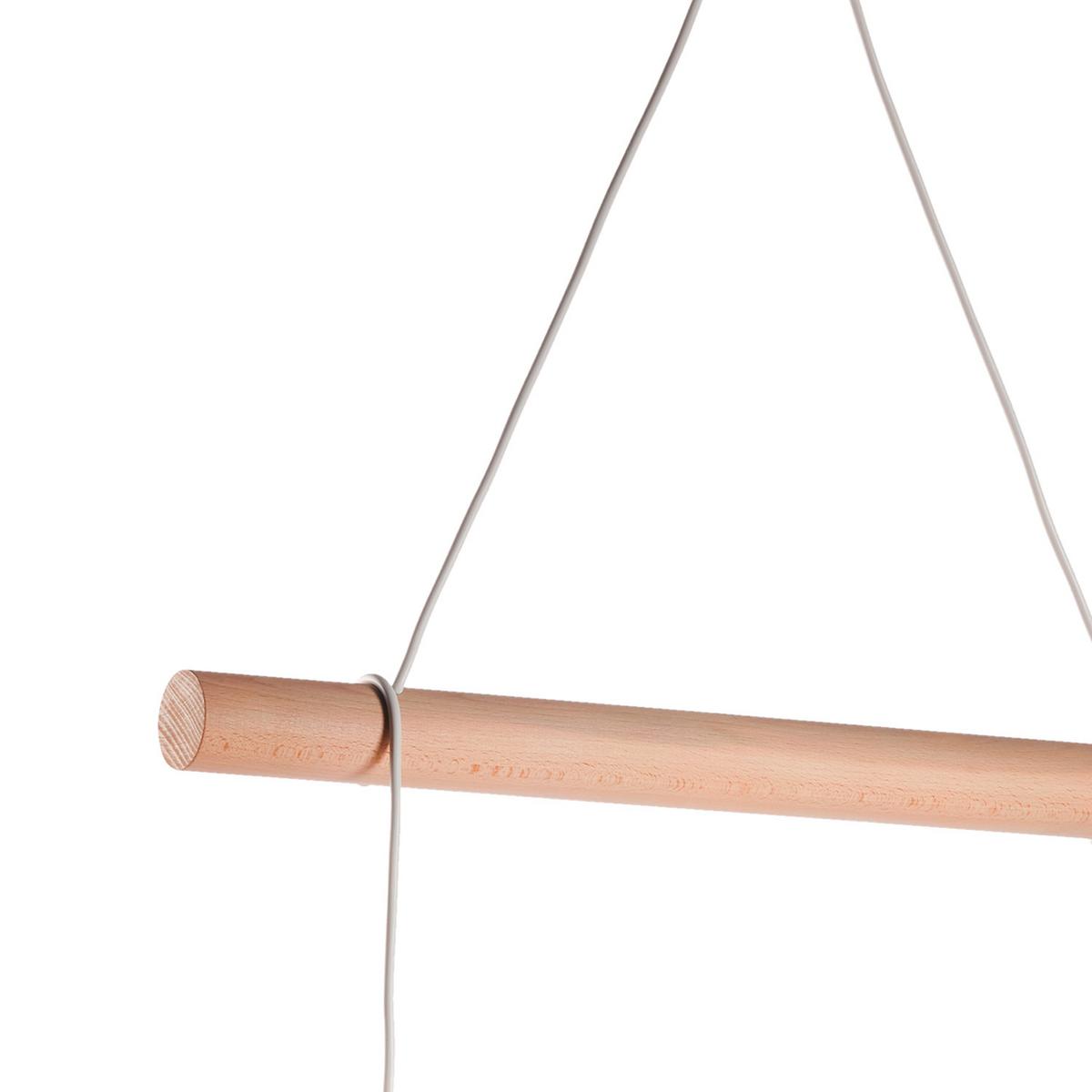 Pendelleuchte Baldo Hellbraun Weiß Hg 22w - Hellbraun/Weiß Hochglanz, Natur, Holz/Textil (70/24/90cm)
