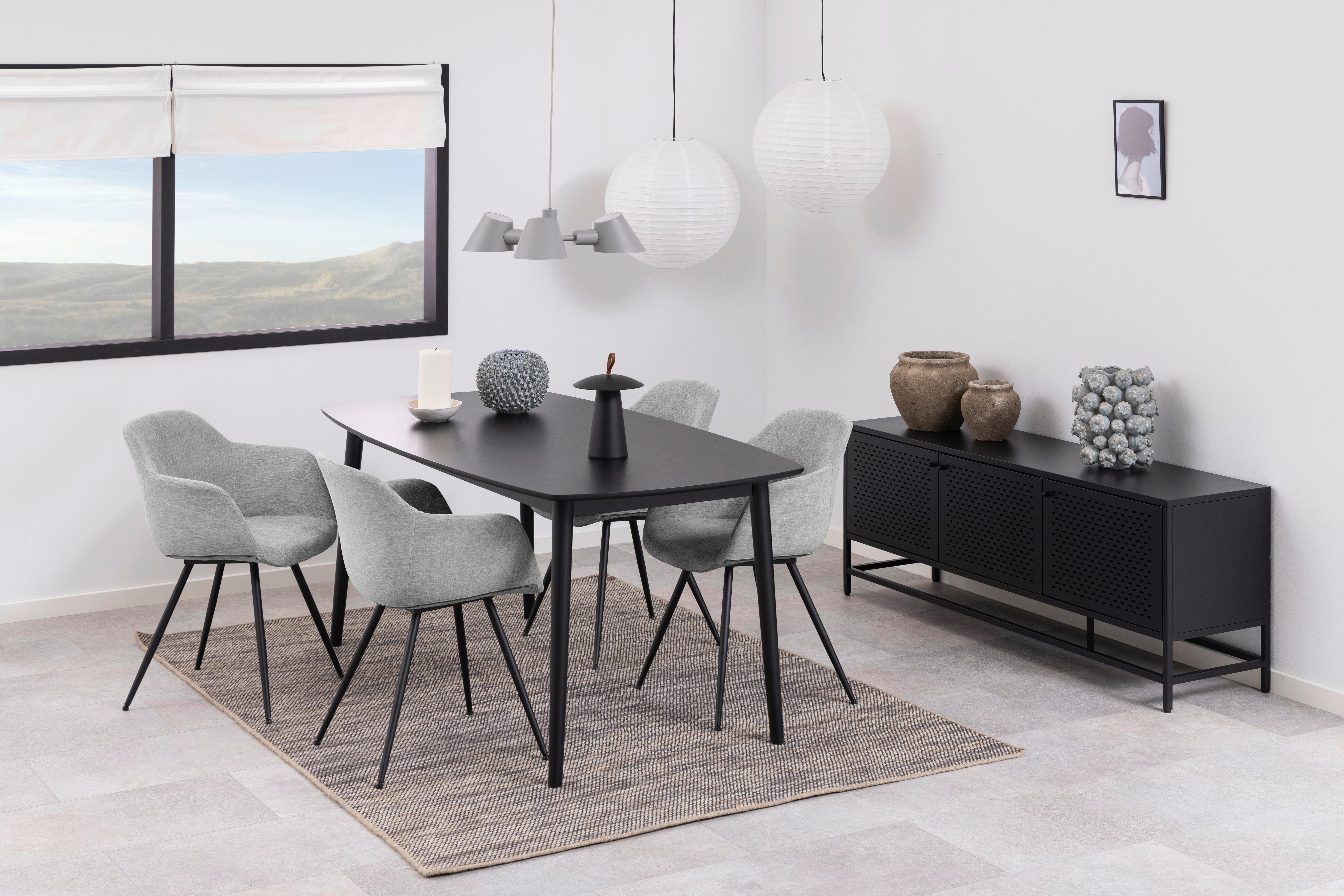 Sideboard Newcastle  B: 160 cm Schwarz 3-Türig - Schwarz, KONVENTIONELL, Metall (160/60/40cm) - MID.YOU