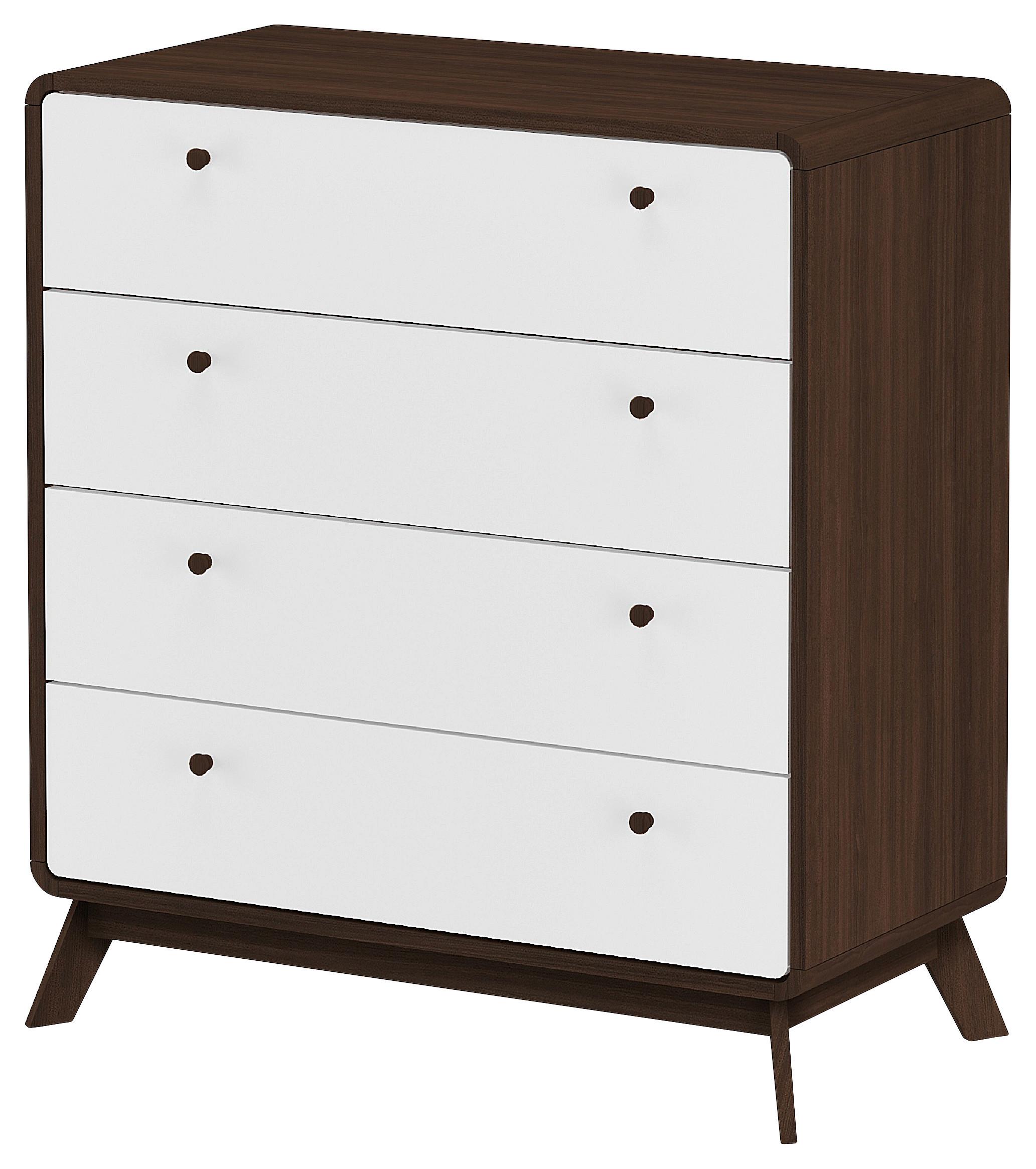 Kommode Cassie Weiß/Walnussfarben 80 cm - Walnussfarben/Weiß, Design, Holzwerkstoff (80/88/39cm) - MID.YOU