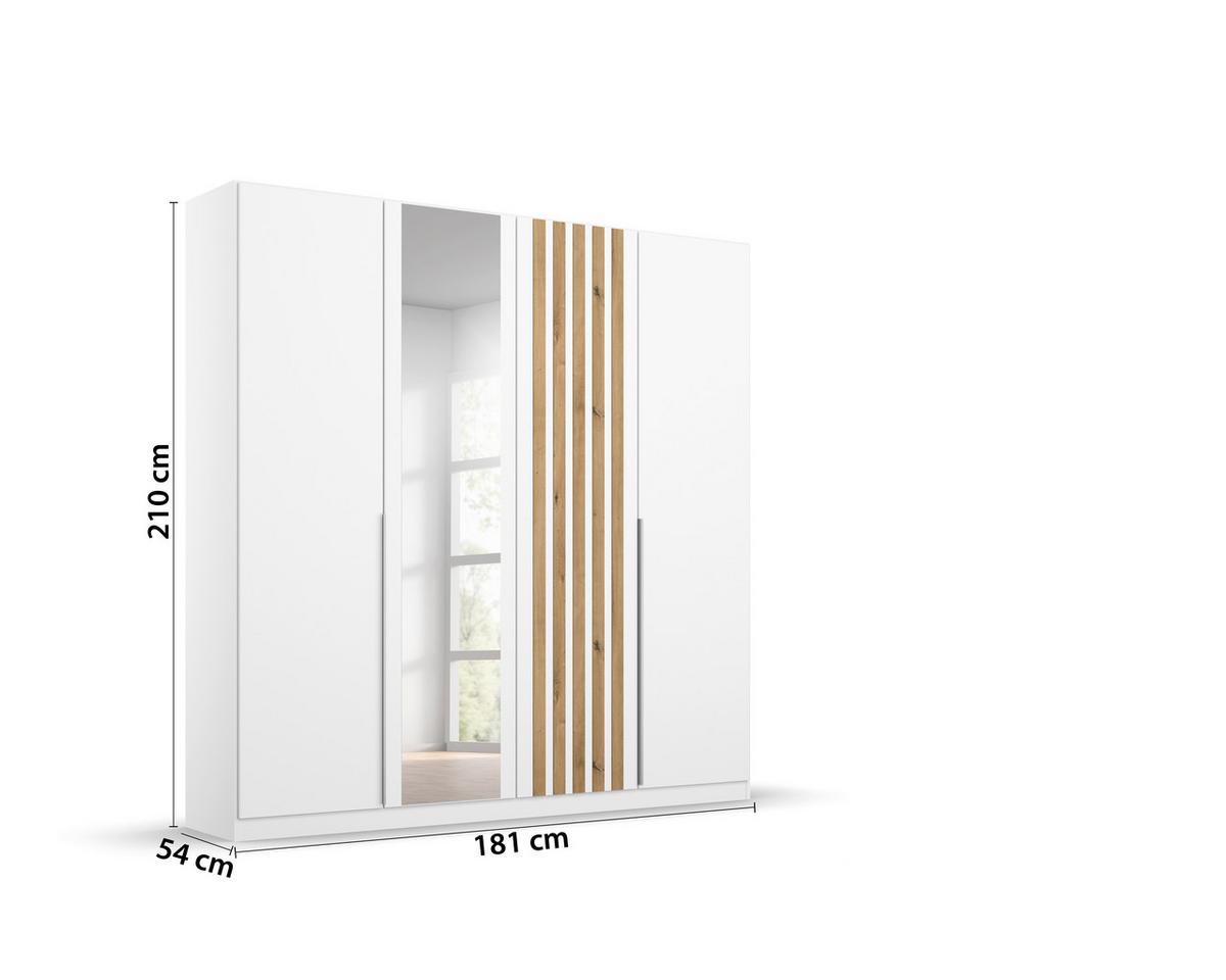 Drehtürenschrank B: 181 Cm Lamella Weiß/eiche Dekor - Weiß/Eiche Artisan, MODERN, Holzwerkstoff (181/210/54cm) - Rauch Möbel
