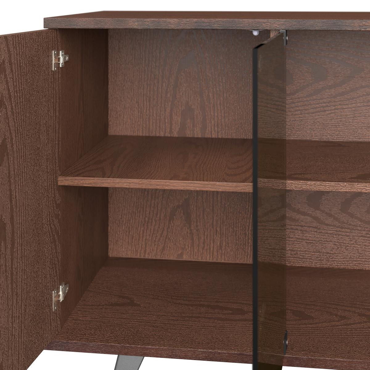 Široká komoda Zelia, š: 180 cm - černá/hnědá, Moderní, kov/dřevo (180/77/45cm) - Bessagi Home