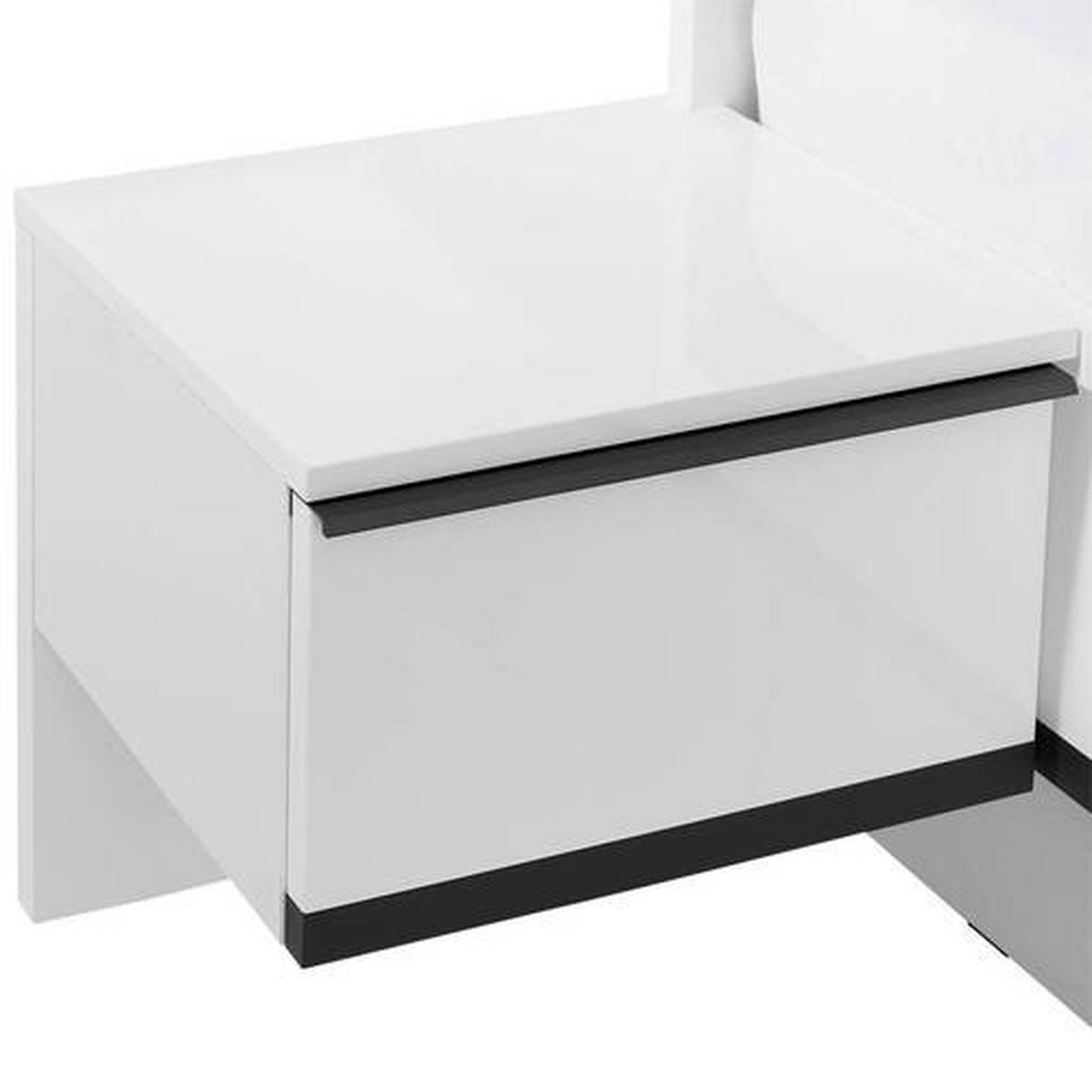 Nachtkästchen 2er-set Weiß/ Grau H: 46 Cm Lucca - Weiß, MODERN, Holzwerkstoff (46,1/46/35,7cm)