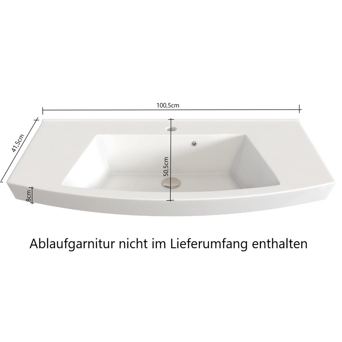 Waschbecken Mit Unterschrank Manchester B:100cm Eiche Dekor - Eichefarben/Weiß, MODERN, Keramik/Holzwerkstoff (100cm) - Held