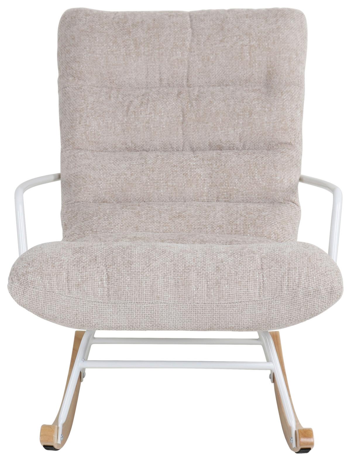 Houpací židle SWINGO, krémová žinylka - bílá/krémová, Moderní, kov/dřevo (72/96/110cm) - Mömax