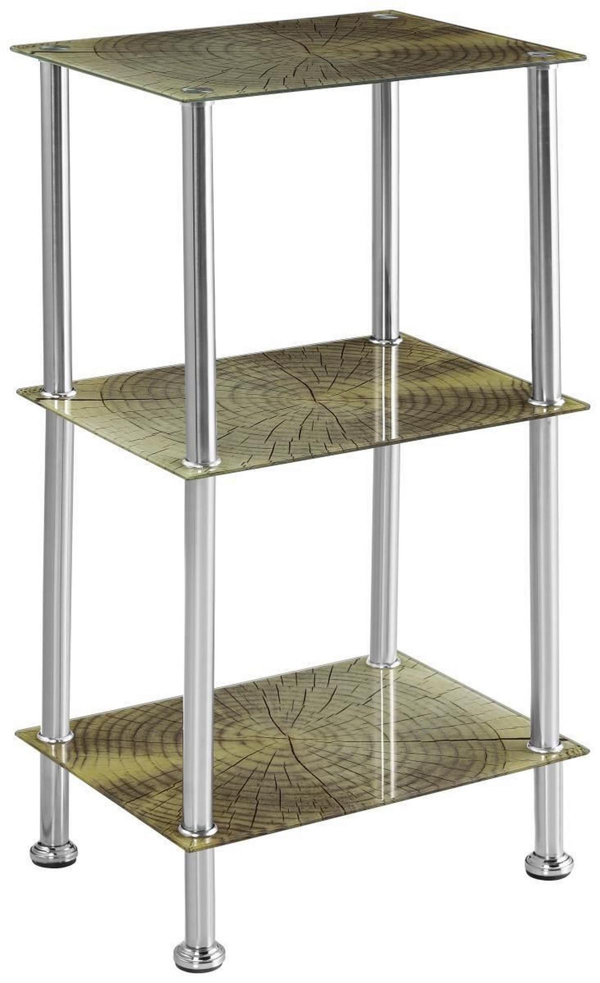 Regal mit Glasfächern Bedruckt Glare B 40cm, Edelstahl/Braun - Edelstahlfarben/Braun, MODERN, Glas/Metall (40/70/30cm) - Luca Bessoni