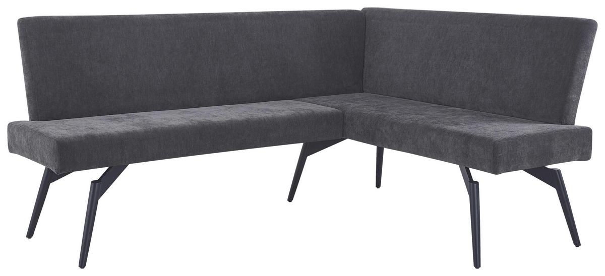 Eckbank Tinos Dunkelgrau, S: 190x150 cm - Dunkelgrau/Schwarz, KONVENTIONELL, Textil/Metall (190/150cm) - MID.YOU