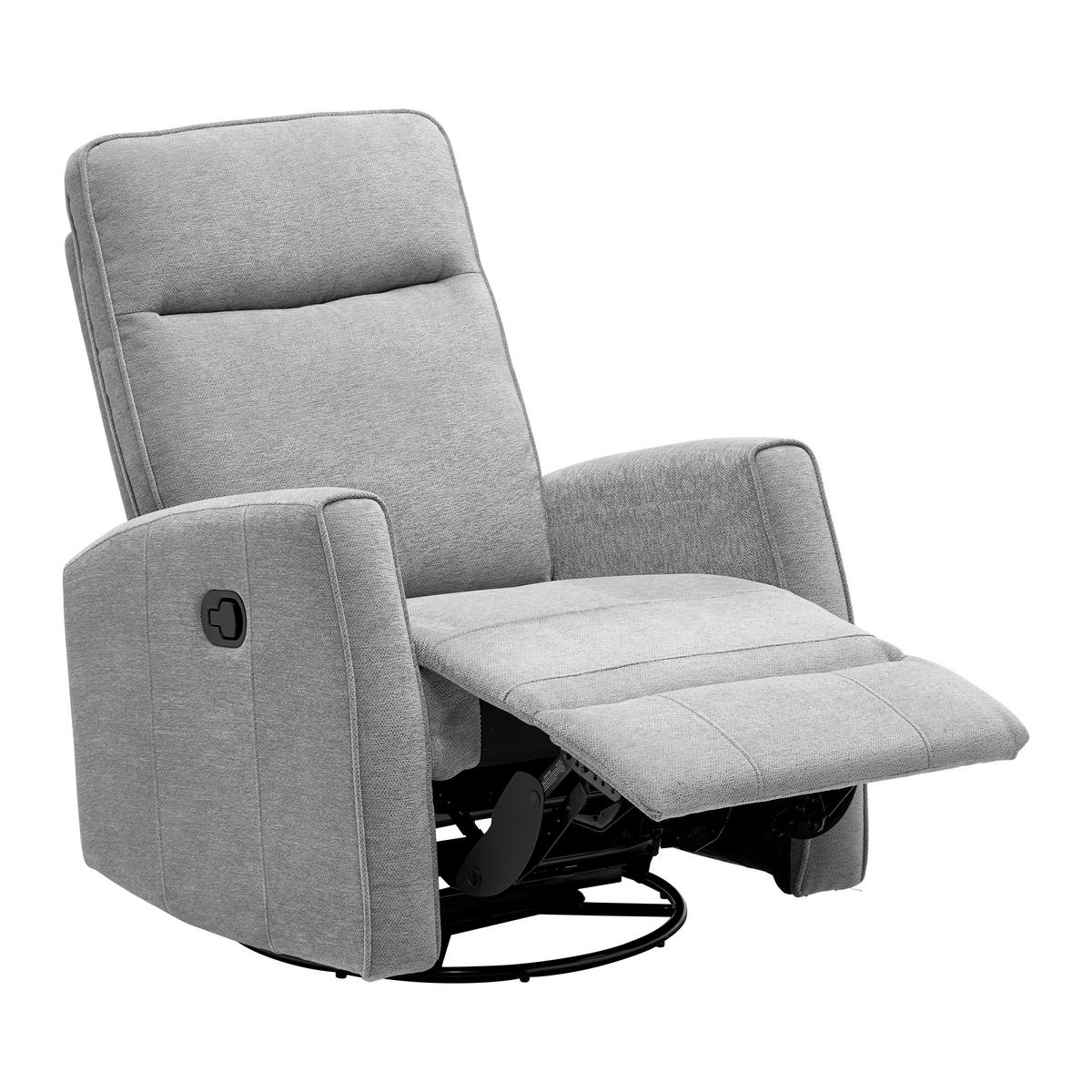 Relaxačné kreslo MELINDA, sivá tkanina, max. 140 kg - čierna/sivá, Konventionell, kov/drevo (76/103/96cm) - Mömax