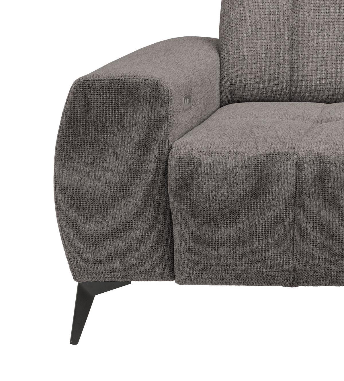 Ecksofa mit USB Anschluss Sano, Graubraun, S: 261x200 cm - Graubraun/Schwarz, MODERN, Textil (261/200cm) - Livetastic