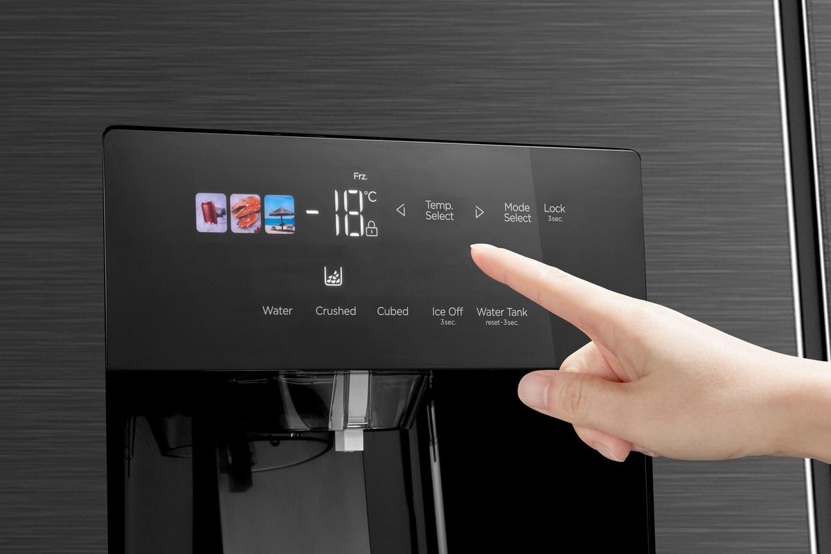 Side-By Side 376 Liter - Schwarz, Basics, Kunststoff/Metall (91cm) - Midea