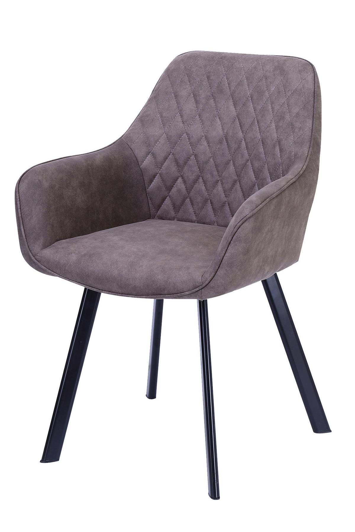 Armlehnstuhl-set Taupe B: 56,5 Cm - Taupe/Schwarz, MODERN, Textil/Metall (56,5/83/63cm) - Livetastic