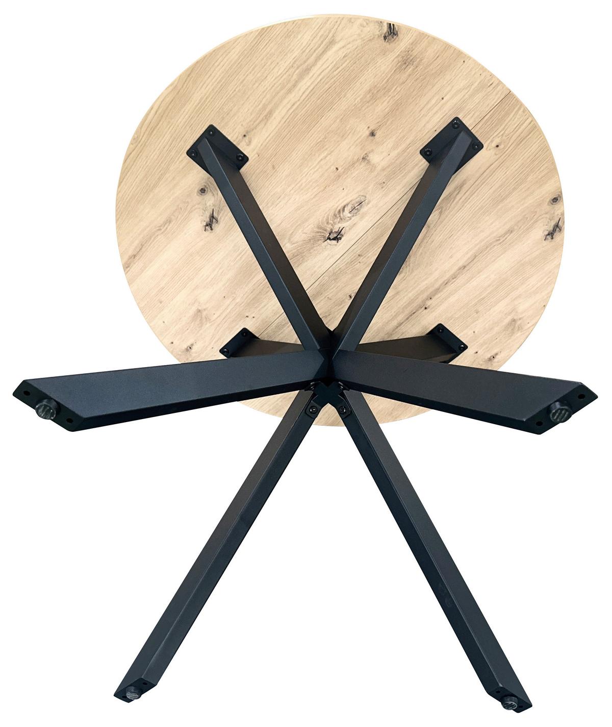Esstisch Rund Monte 80x75 Cm Schwarz/eichenfarben - Eichefarben/Schwarz, MODERN, Holzwerkstoff/Metall (80/80/75cm) - MID.YOU