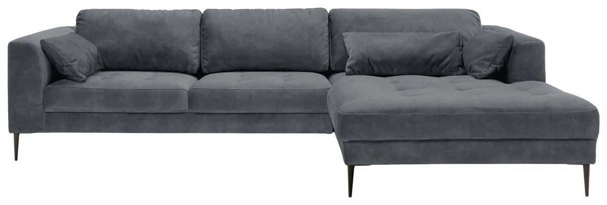 Ecksofa Luzi - Blaugrau/Schwarz, MODERN, Textil (280/168cm) - Trendmanufaktur
