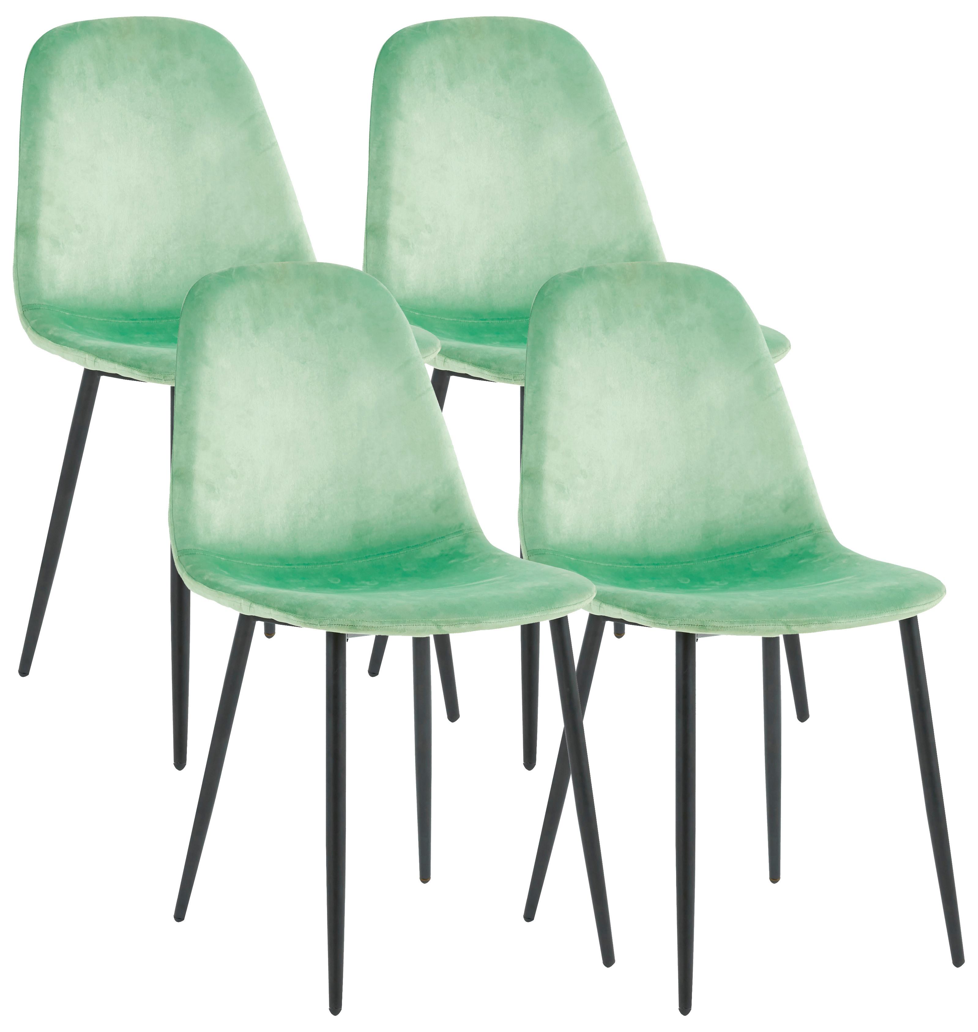 Stuhl-Set Fiolo 4er Mintgrün B: 41 cm - Schwarz/Mintgrün, Design, Holzwerkstoff/Textil (41/85/44cm) - MID.YOU