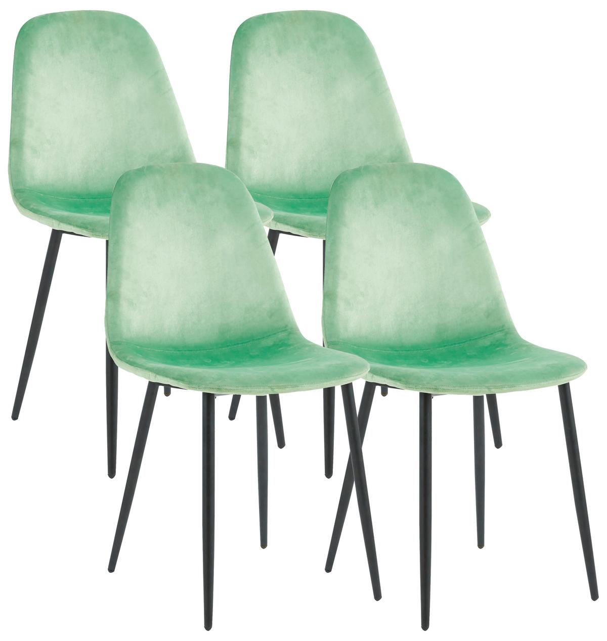 Stuhl-set Fiolo 4er Mintgrün B: 41 Cm - Schwarz/Mintgrün, Design, Holzwerkstoff/Textil (41/85/44cm) - MID.YOU