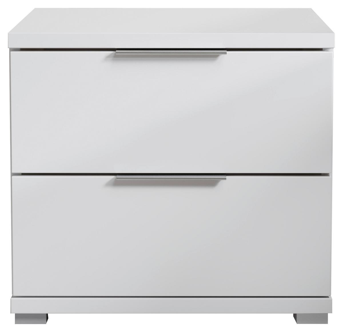 Nachtkästchen Smilla 2l W - Alufarben/Weiß, KONVENTIONELL, Holzwerkstoff (46/43/42cm)