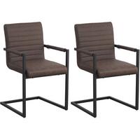 Armlehnstuhl Kubis Taupe Gepolstert 2er-Set - Taupe/Hellbraun, LIFESTYLE, Textil/Metall (54/86/57cm) - MID.YOU