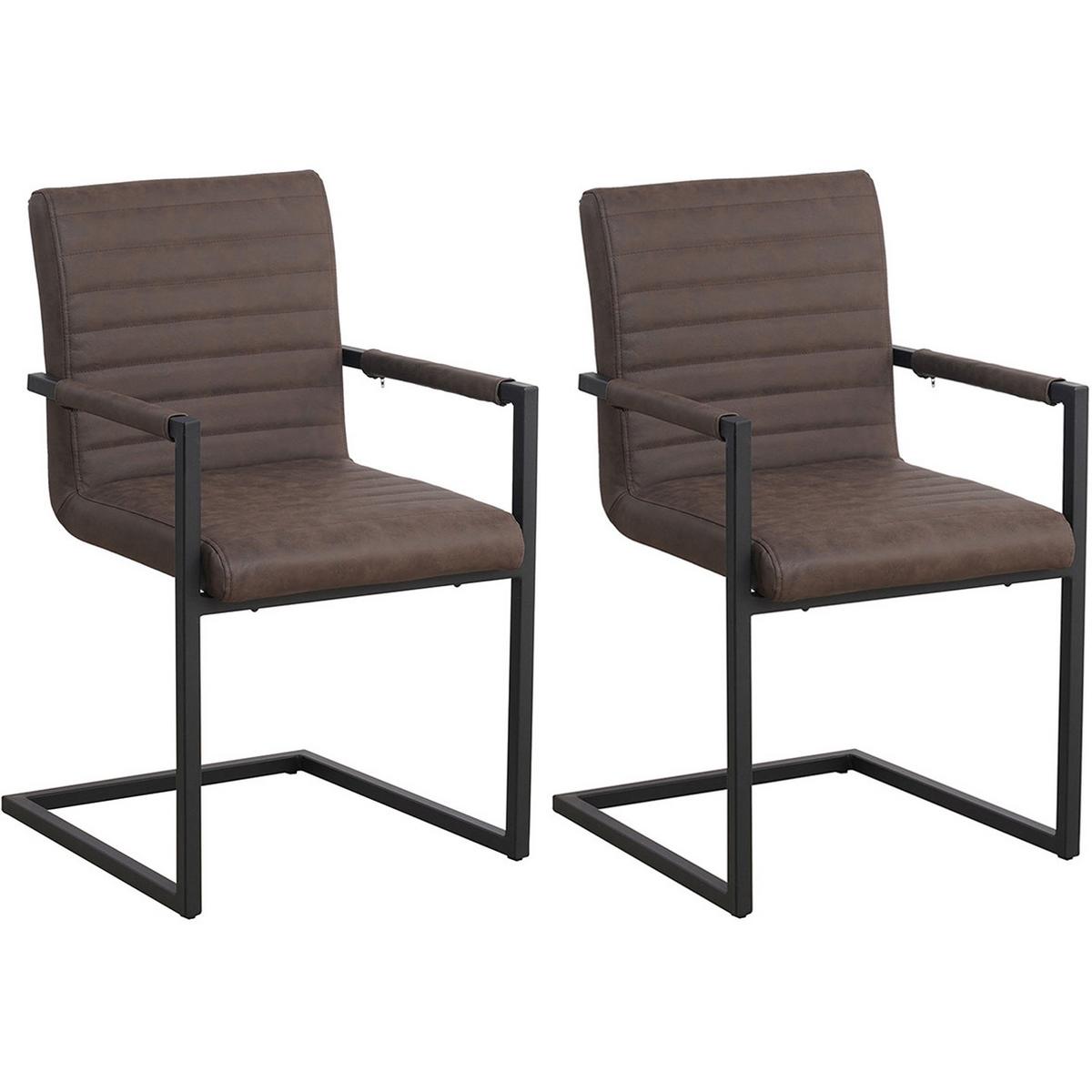 Armlehnstuhl Kubis Taupe Gepolstert 2er-Set - Taupe/Hellbraun, LIFESTYLE, Textil/Metall (54/86/57cm) - MID.YOU