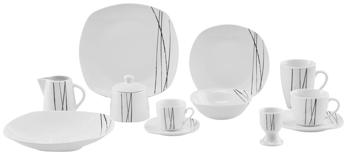 Kombiservice Fortunata - Schwarz/Weiß, Basics, Keramik - Luca Bessoni