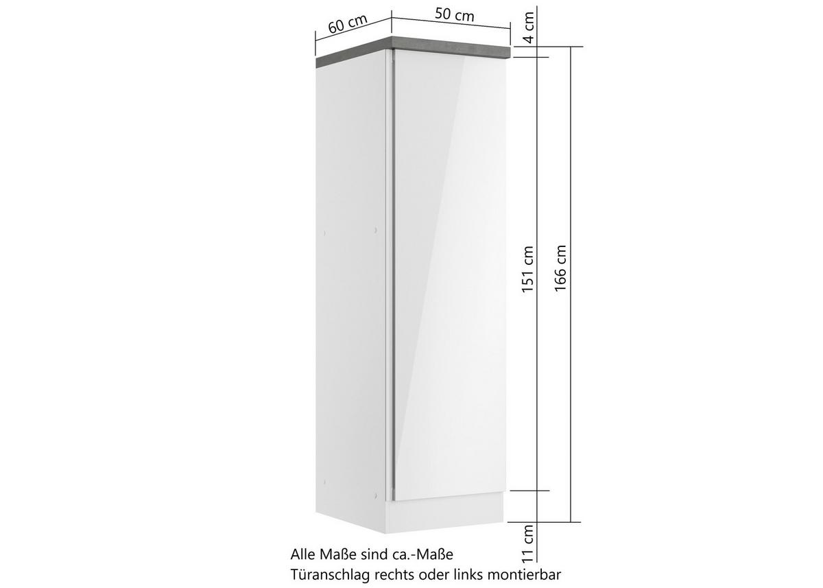 Apothekenschrank Monza B: 50 cm Weiß/Grau 3 Ablagen - Weiß Hochglanz/Weiß, LIFESTYLE, Holzwerkstoff (50/166/60cm) - Held