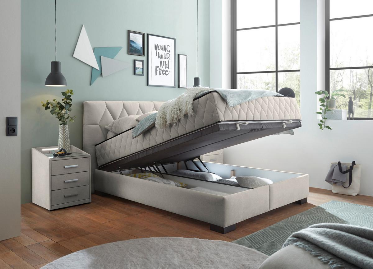 Boxbett Nagol B - Beige/Schwarz, MODERN, Holzwerkstoff/Textil (140/200cm) - MID.YOU
