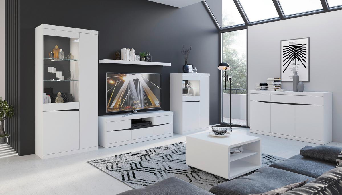TV-Element Turino Weiß Graphit B: 200 cm - Graphitfarben/Weiß, Trend, Holzwerkstoff (200/60/39,9cm)