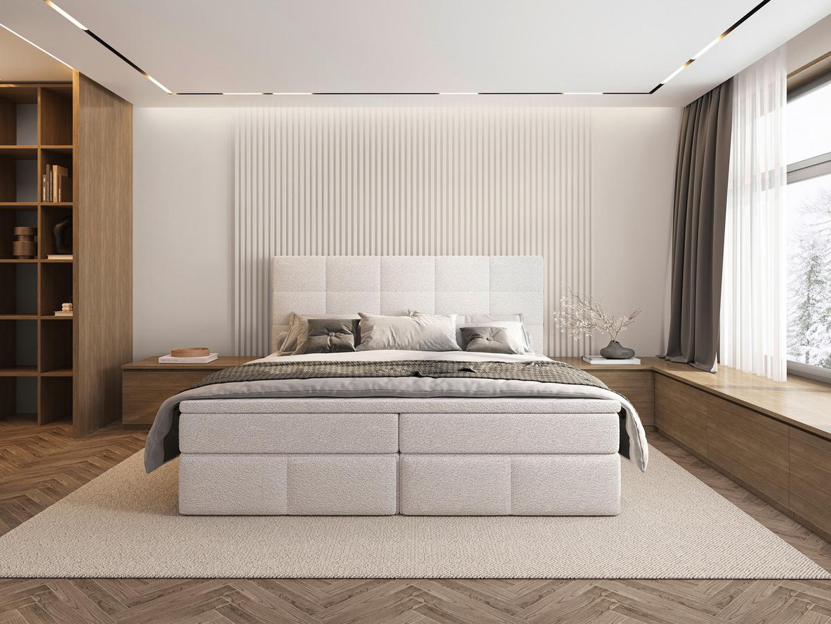 Polsterbett Alba Chenille Weiß, Lf: 180x200 Cm - Schwarz/Weiß, Trend, Textil (180/200cm)