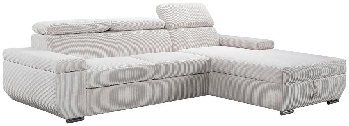 Sofa Lars Beige, Lf: 146x240 cm - Chromfarben/Creme, Basics, Textil (268/189cm) - Livetastic