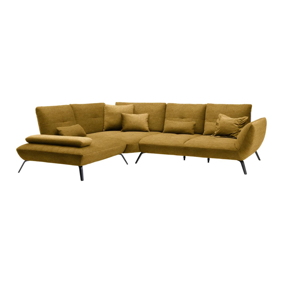 Rohová sedačka TRENDY, ľavá, horčicovožltá - horčicovožltá/čierna, Modern, kov/kompozitné drevo (250/93/310cm) - Premium Living