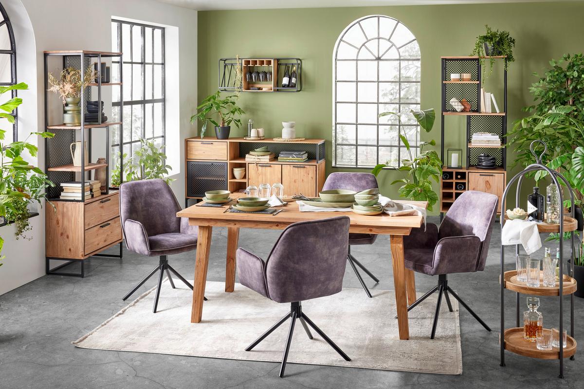 STOJACÍ REGÁL RUSTY - přírodní barvy/antracitová, Moderní, kov/dřevo (70/188/35cm) - Zandiara