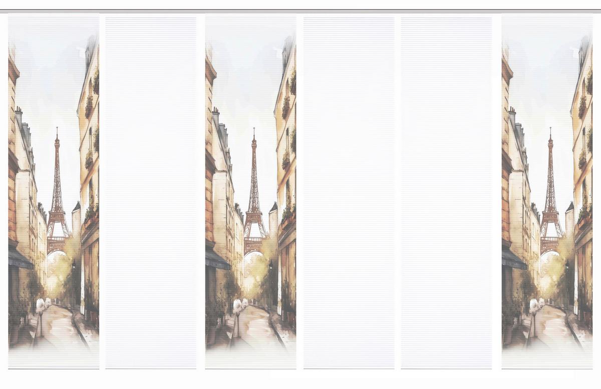 Flächenvorhang Francq 6er Set - Naturfarben/Weiß, LIFESTYLE, Textil (60/245cm)