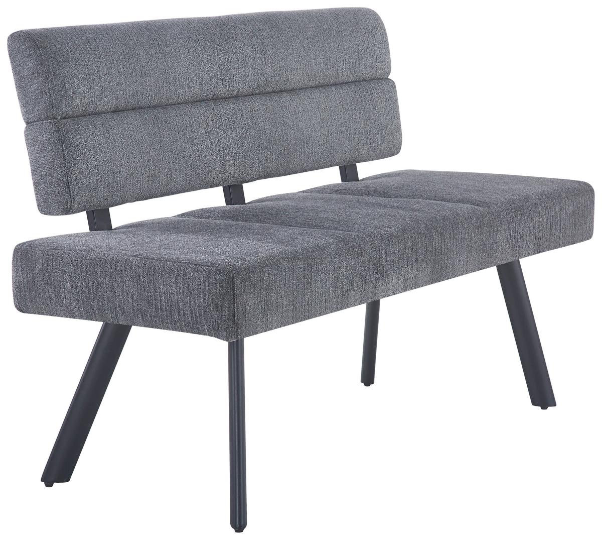 Sitzbank Paros Mit Lehne Anthrazit, B: 140 Cm - Anthrazit/Schwarz, KONVENTIONELL, Textil/Metall (140/88/62cm) - MID.YOU