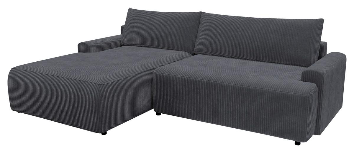 Eckschlafsofa Prag, Anthrazit S: 167x253 cm - Anthrazit/Schwarz, MODERN, Textil (167/253cm) - Trendmanufaktur