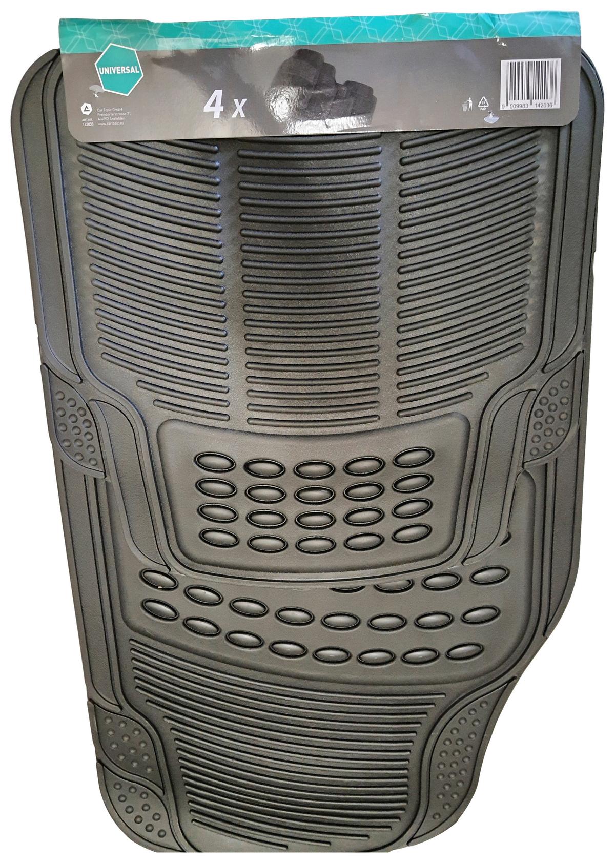 Fußmatten Auto 4-Tlg. Kunststoff BxL 43x73 cm - Schwarz, MODERN, Kunststoff