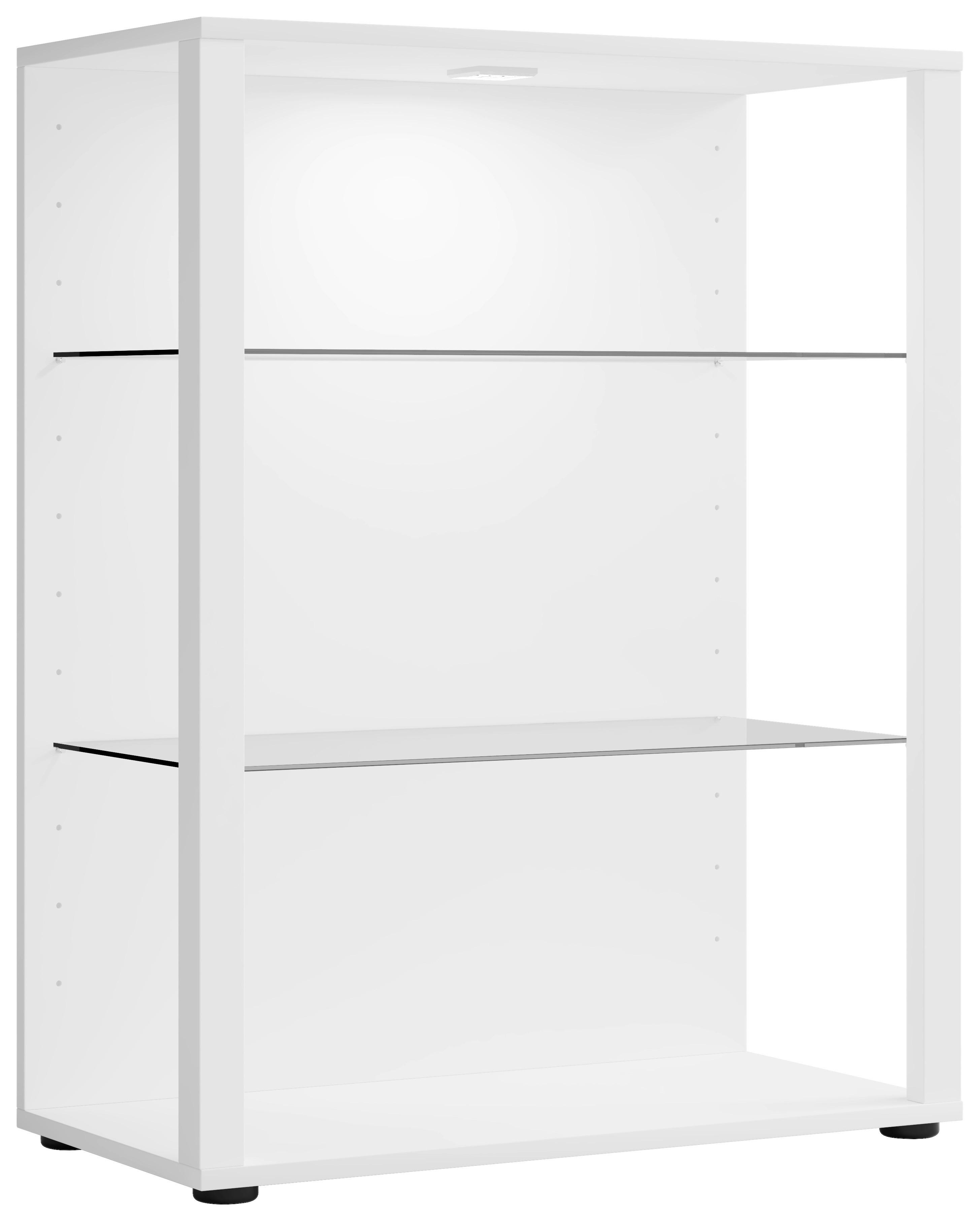 Vitrine Glasol XL B: 70 cm Stehend Weiß - Schwarz/Weiß, MODERN, Glas/Holzwerkstoff (70/90/35cm) - MID.YOU