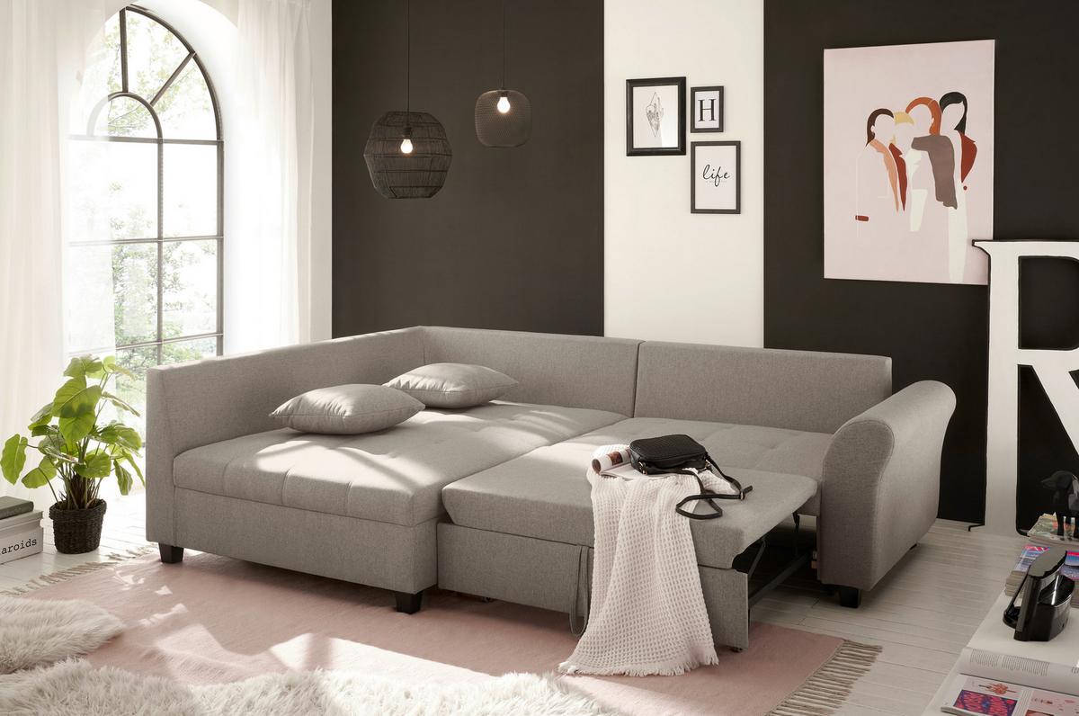 Ecksofa Liz Sandfarben S: 175x252 cm - Sandfarben/Schwarz, MODERN, Textil (175/252cm) - Livetastic
