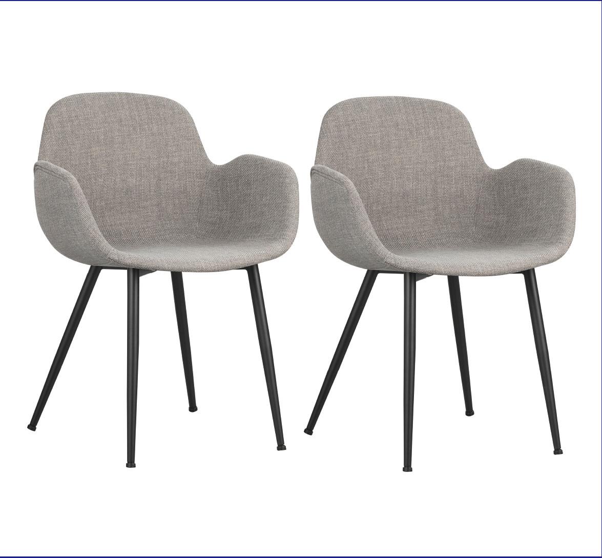Armlehnstuhl-Set Angers Grau B: 57 cm - Schwarz/Grau, MODERN, Textil/Metall (57/79,5/54,5cm) - MID.YOU