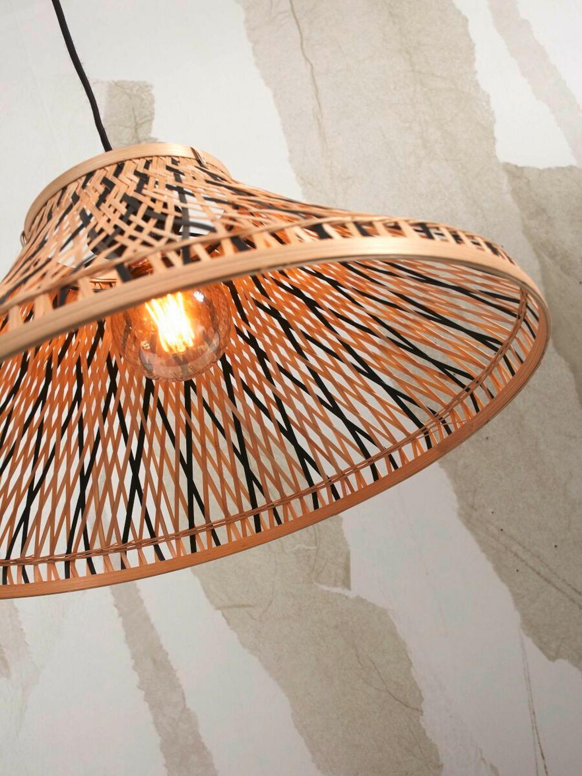 Hängeleuchte Tahiti/h45/bn - Schwarz/Naturfarben, Trend, Holz (45/45/20cm) - Good & Mojo