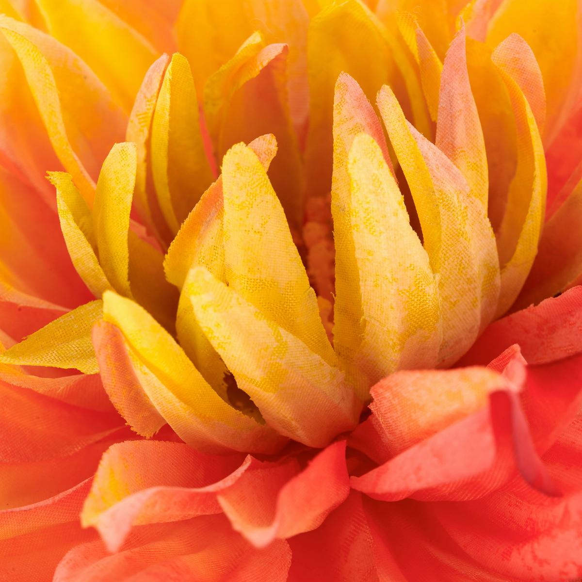 Kunstblume Dahlie - Orange/Grün, Basics, Kunststoff/Textil (60cm)