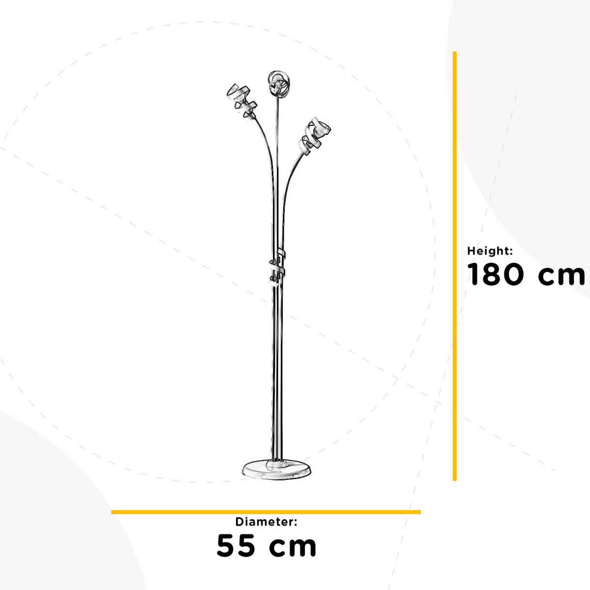 Stehleuchte 4812/Ptc - Chromfarben, Design, Metall (55/190cm)