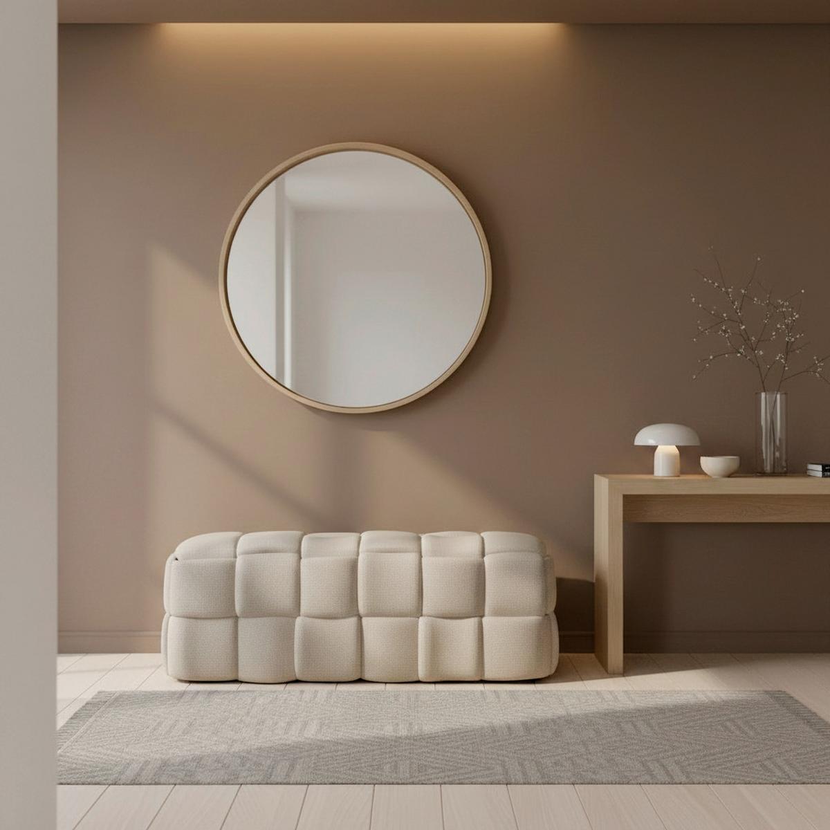 Moderná lavica ELLA krémová, buklé - čierna/krémová, Modern, drevo/textil (110/45/45cm) - Bessagi Home