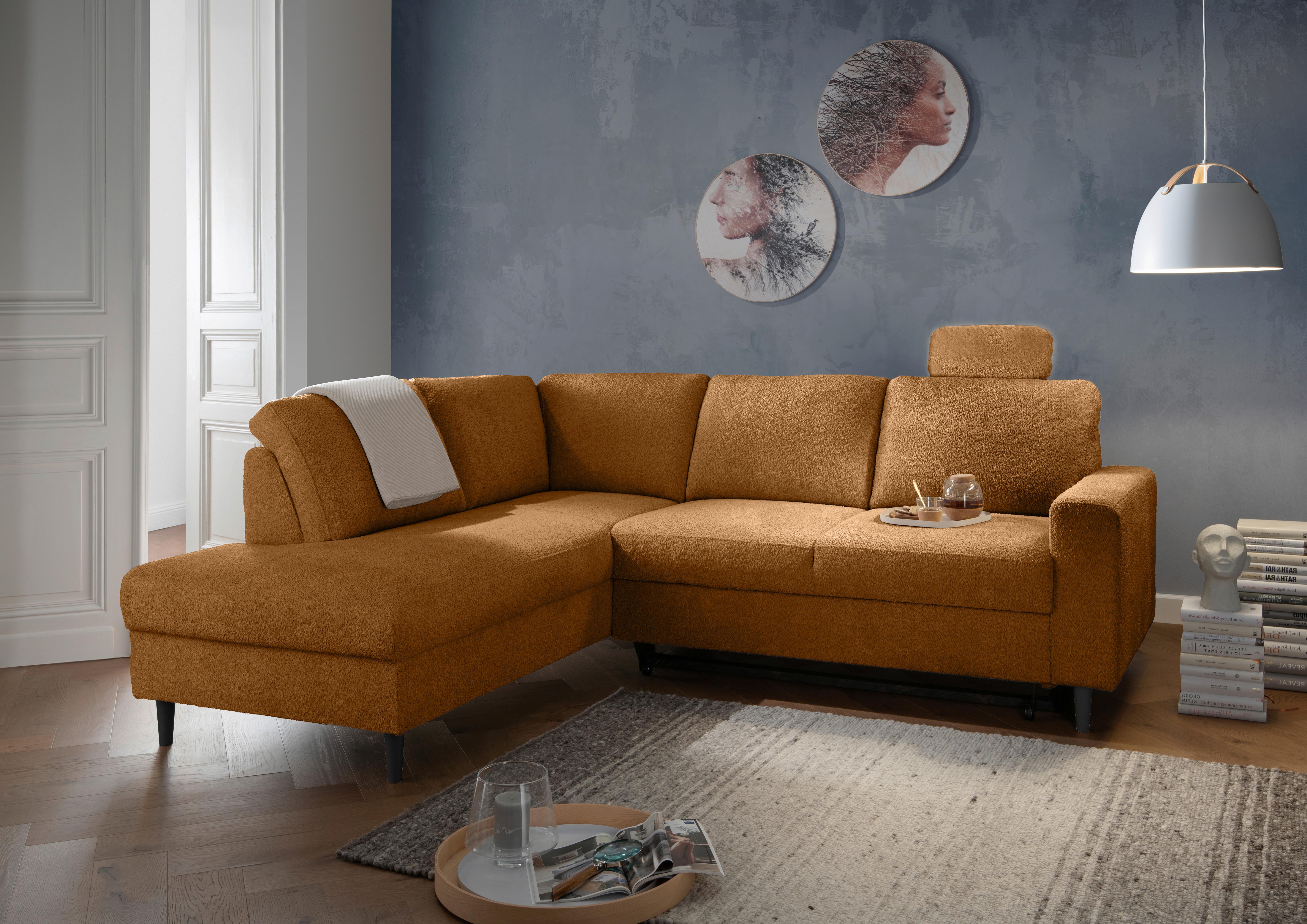 Eckschlafsofa Passione Goldfarben S: 200x242 Cm - Goldfarben/Schwarz, MODERN, Textil (200/242cm) - Livetastic