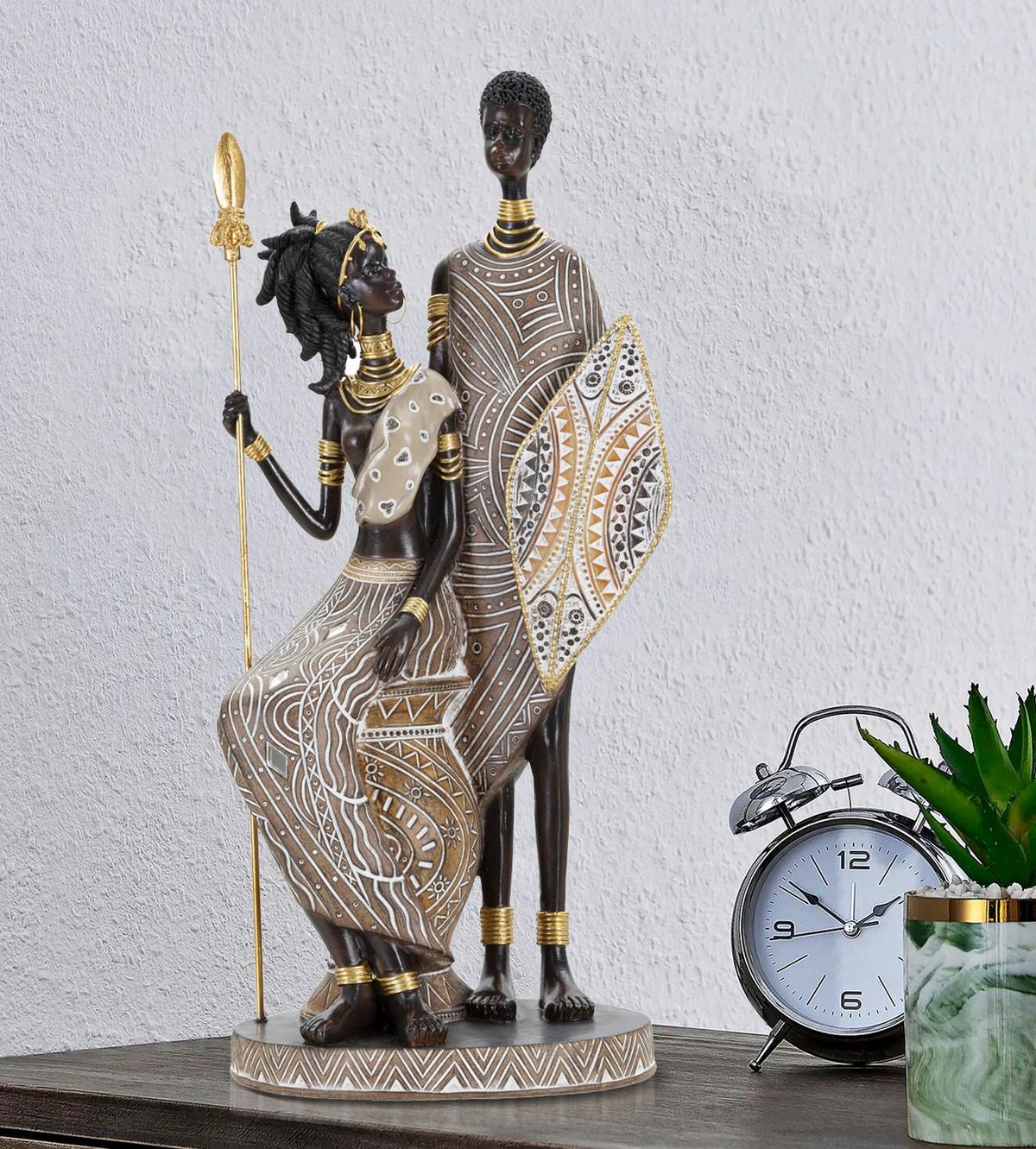 Skulptur Tribal Masai Family Multicolor B: 16,5 cm - Multicolor, Basics, Kunststoff (16.5/38/11.5cm)